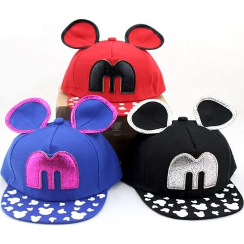 Disney Fashion Cartoon Kids Hat Boy Girl Baseball Caps Cute Mickey Baseball Hat With Ears Flat baseball Cap Baby Travel Hats