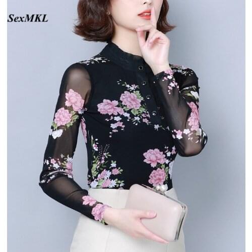 Women Winter Basic Printed Blouses 2020 Fashion Long Sleeve Korean Floral Blouse Clothing Elegant Office Ladies Tops Plus Size