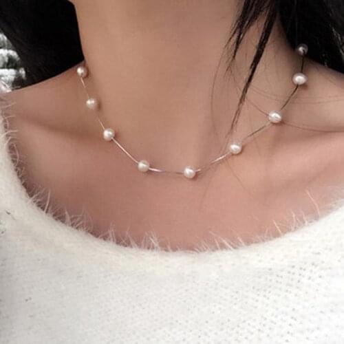 Woman Choker Jewelry Charm Necklaces Pendants Chain Faux Pearl Choker Short Necklace Gifts fashion Womans Accesories чокер