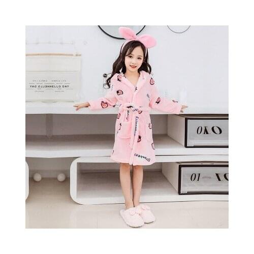 5 6 7 8 9 Year Big Girls Robe High Quality Flannel Hooded Pajamas for Girls Kids Sleepwear 2019 Autumn Winter Children Nightgown
