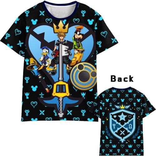 New Kingdom Hearts Sora T-shirt Anime t shirt Polyester Summer Short-sleeve Tees tops