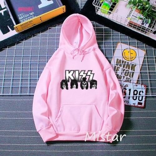 KISS Hoodies Women Printed Rock&Roll Band Oversized Hoodie Harajuku Sweatshirts Unisex Casual Long Sleeve Clothes Women