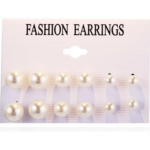 New style artificial pearl earring set 6 pairs creative simple Baroque earrings for women