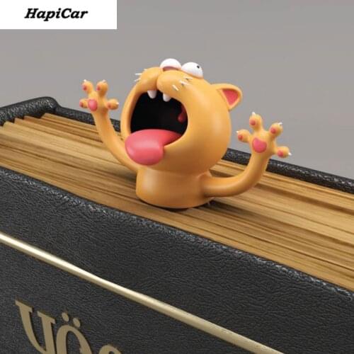 Kawaii 3D Animal Squashed Cat Rabbit Mouse Bookmarks Creative Wolf Book Marks for Kids Girl Gift Office School Kawaii Stationery