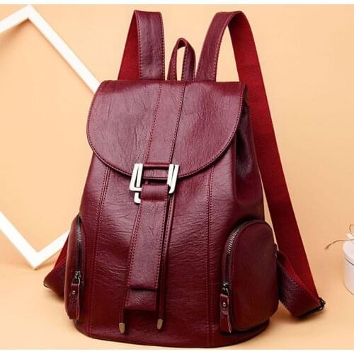 Chuwanglin Leather Backpack Woman High Quality Fashion Female Backpack String Bags Large Capacity School Bag Mochila 8281028