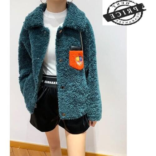 Fur Coat Real Female Winter Clothes 2021 Korean Vintage Short Sheep Shearing Jacket Women 100% Wool Coat Tops Hiver 1222a