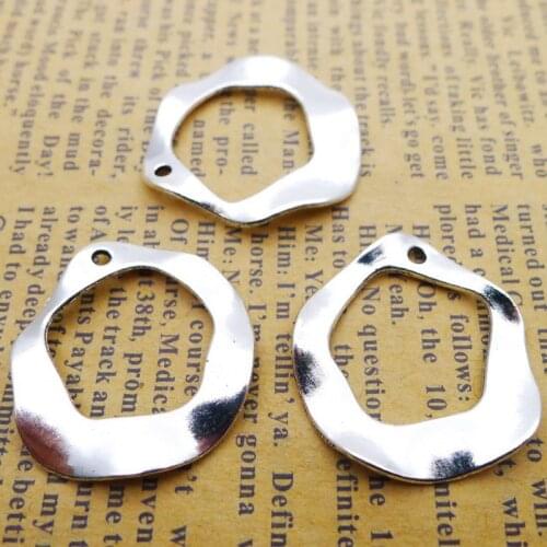 RAINXTAR Fashion Antique Silver Color Alloy Geometric pattern Charms For Earrings Making 25*25mm 20pcs AAC843
