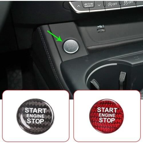 Real Carbon Fiber Car Engine Start Stop Button Sticker Cover Trim For Audi A4L A5 A6L A7 Q3 Q5 Q5L Q7 Auto Interior Accessories