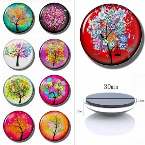 Tree of Life Refrigerator Stickers Magnetic New 30mm Cute Flower Tree Fridge Magnets Blackboard Whiteboard Children Education