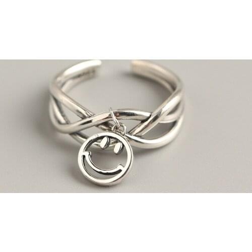 2019 New Arrival Anel Feminino Korean 925 Sterling Silver Line Winding Smile Rings For Women Fine Jewelry Bijoux Femme