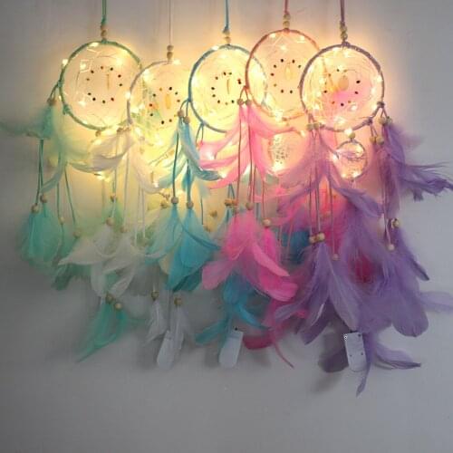 New Small Night Lamp Dreamcatcher Two Rings Simple Decorative Wall Hangings Girlfriends Birthday Gift