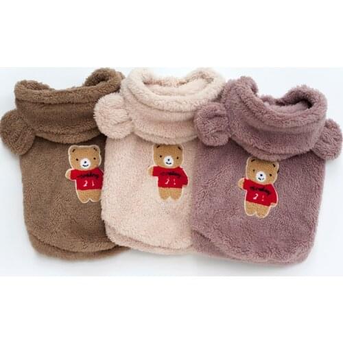 Pet Dog Solid Comfortable Coral Fleece Clothes Winter Keeping Warm Hoodie Coat for Small Dogs DC755