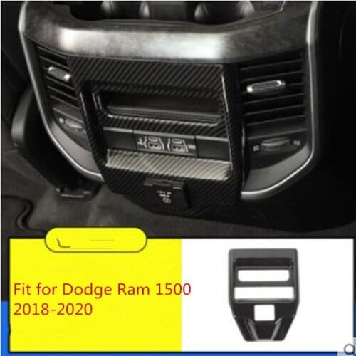 Car Interior Rear Seat Control Panel Frame Decal Sticker Carbon fiber ABS Fit For Dodge RAM 1500 2018-2020
