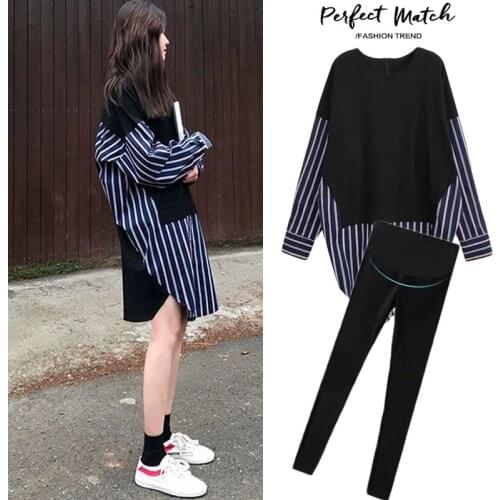 2036# Maternity Dress Spring Autumn Cotton Long Sleeve Easy Matching Loose Stylish Dress for Pregnant Women Mom Dress