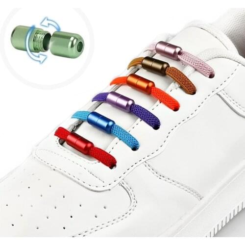 New Flat Elastic Metal Locks Shoelace No Tie Shoelaces Special Creative Kids Adult Unisex Sneakers Shoes Laces strings