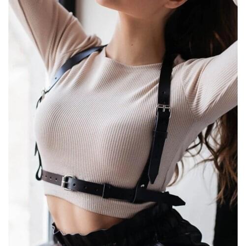 Fashion Leather Harness Belt Women Sexy Erotic Body Bondage Bra Punk Gothic Suspenders Straps Chest Cage Waist Belt Lingerie