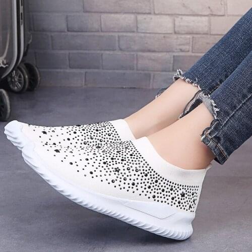 Casual sports shoes vulcanized shoe covers wear socks shoes crystal ladies sports shoes 2021 new summer