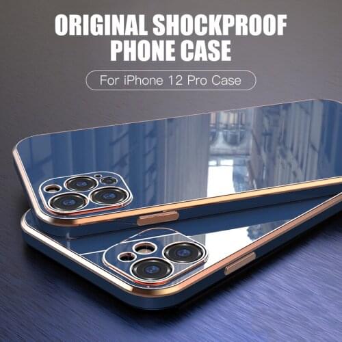 Luxury Square Glossy lens Protective plating soft Phone Case For iPhone 12 Pro Max 11 MiNi X XS XR 8 7 Plus SE 2020 cover