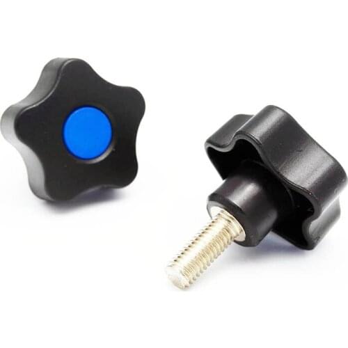 M8 Male blue cap lobe knob , Clamping Tapped Hand Knob
