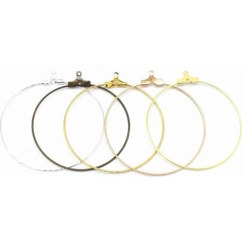 SEA MEW 50PCS 40mm Fashion Copper Round Circle Pendant Connectors Gold Silver Color Charms Diy Earrings Accessories