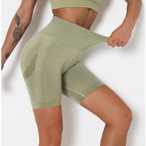 Woman Slim High Waist Yoga Sports Shorts Butt Push-Ups Plain Soft Nylon Fitness Running Shorts Abdominal Control Workout Shorts