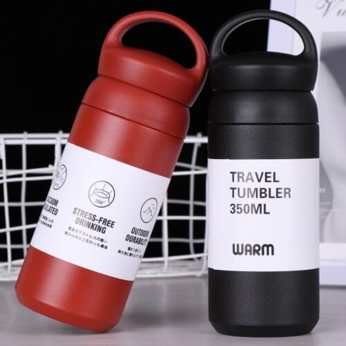 Hot Sale 350ML Insulated Vacuum Flasks 304 Stainless Steel Thermos Cup Travel Water Bottle Portable handle Lid cofee Mug