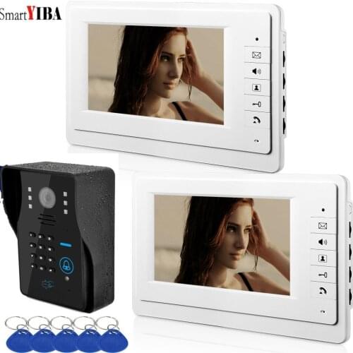 SmartYIBA Apartment 7" Color LCD Video Intercom Doorbell RFID/Password Unlock Access Door Camera Doorphone System