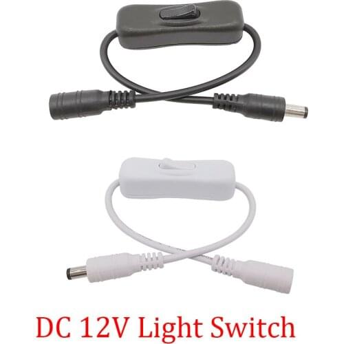 DC 12V Light Switch Male Female Power Cable ON OFF Inline Switch Connector 5.5x2.1mm Plug 304 Switch For LED Strip Light Lamp