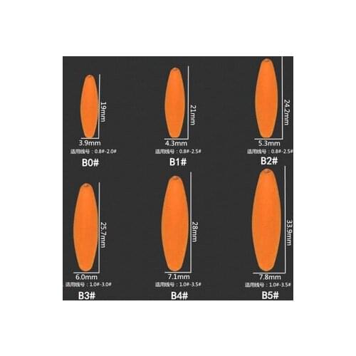 High quality 40/60 Packs Fishing Float Seven-star Beans 0#-5# Orange Olive Night Fishing Float Fishing Tackle Accessories A369