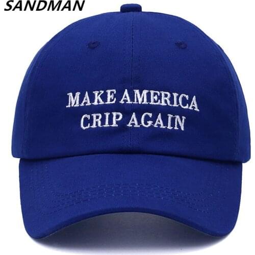 SANDMAN High Quality Letter MAKE AMERICA CRIP AGAIN Snapback Cap Cotton Baseball Cap For Men Women Hip Hop Dad Hat Bone Garros