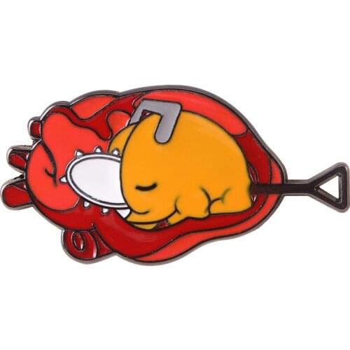 Japan Anime Chainsaw Man Pochita Dog Cute Cartoon Enamel Alloy Clothes Lapel Badge Brooch Pin Jewelry Accessories