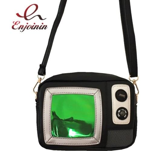 Black & Pink Fun Novel Pu Leather Fashion Ladies Shoulder Bag Crossbody Bag Purses and Handbags Female TV Style Bag