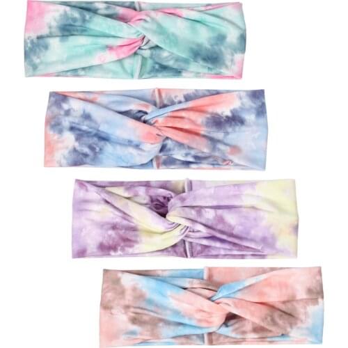 Women Wide Cross Headbands Tie Dye Knot Sport Head Bands Soft Yoga Hairbands Fashion Elastic Headwraps Headwear Hair Accessories