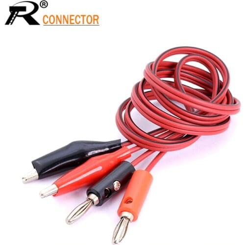 1pc 4MM Dual Alligator Clip to Banana Connector Oscilloscope Test Probe Cable 1M 3FT Red Black