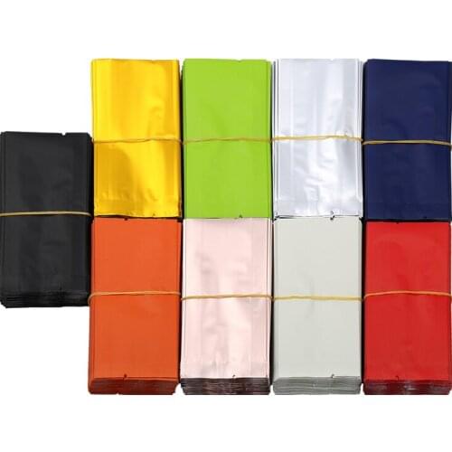 100pcs 10-15g 55x125x20mm Color Foil Heat Sealing Bag Tea Coffee Powder Packaging Bag Eco-friendly Matt Foil Pouch