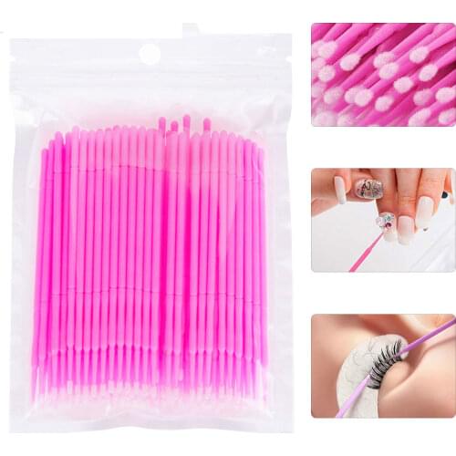 100Pcs/bag Disposable Micro Brush Eyelashes Extension Individual Lash Removing Swab Micro Applicators Brush Eyelash Make up Tool