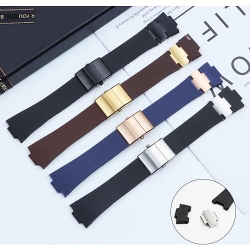 25*12mm Black Brown Blue Waterproof Silicone Rubber watchband Wrist Watch Band Belt For Ulysse Nardin strap +tool Folding Buckle
