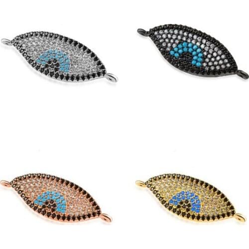 31*10mm Turkey Evil Eye crystal micro pave cz zircon cubic zirconia beads copper silver gold plated bracelet accessories erws