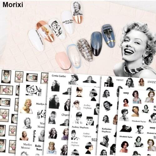 3D star stickers for nail art decoration self glue waterproof human face ins style graffiti slider nail decal YJ050