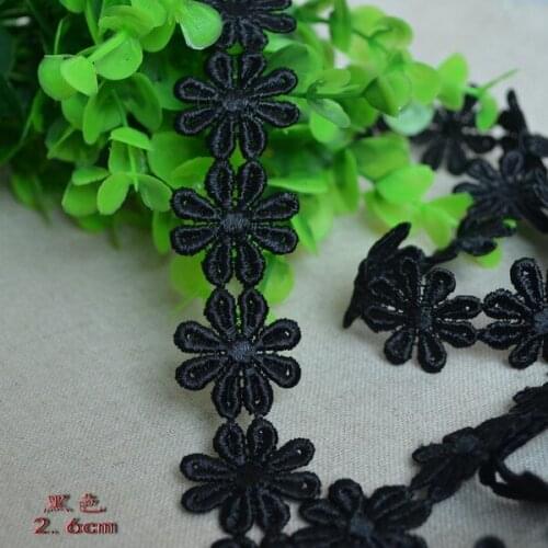 5 Yard/lot Exquisite black water-soluble embroidery flower lace trim clothes accessories 2.6cm wide diy decoration lace fabric