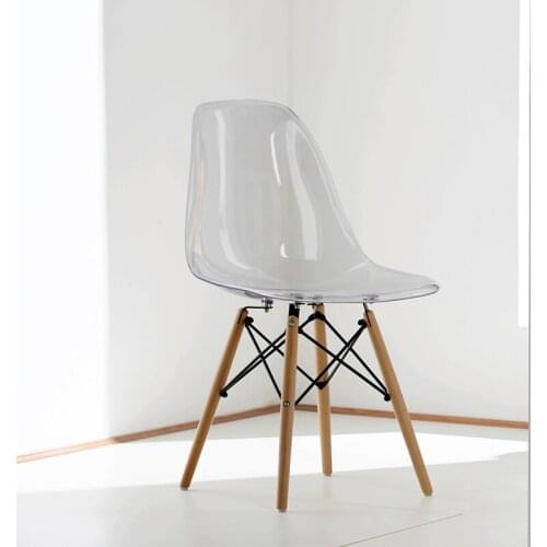 Acrylic Transparent Plastic Chair Cafe Leisure Modern Wood Colored Restaurant Moderne Stoel dining chair
