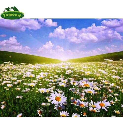 Yumeart 5D Diamond Painting by Number Landscape Mosaic Needlework Diamond Embroidery Daisy Full Square Drill Cross Stitch Sunset