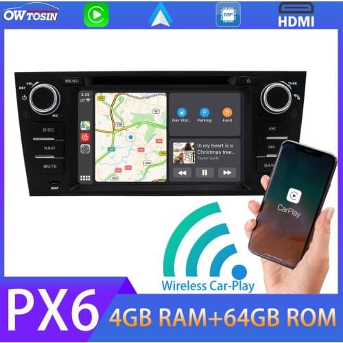PX6 Android 10 4G+64G Car DVD Multimedia Player For BMW E90 3er E91 E92 E93 GPS Navigation Radio Wireless Carplay HDMI 5*USB DSP