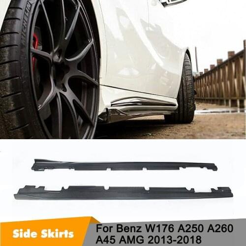 Carbon Fiber Side Skirts Apron For Benz A Class W176 CLA Class C117 A250 A260 A45 Side Bumper Kits 2013 2014 2015 2016 2017 2018