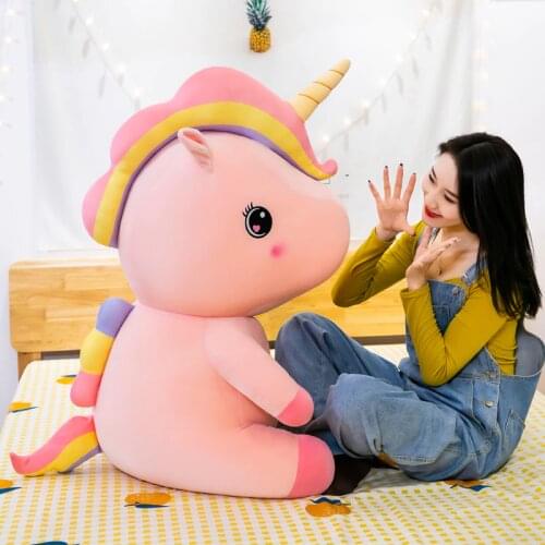 Big Size Kawaii Unicorn Stuffed Toy Soft Plush Animal Pillow Cute Unicornio Doll Kawaii Room Bed Decor Birthday Gift Girl&Kids