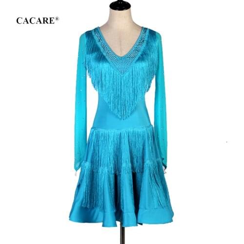 CACARE Fringed Dress 2019 Latin Dance Dress Women Latina Salsa Latin Dance Competition Dresses CHEAP D0633 Tassel Hem 2 Choices