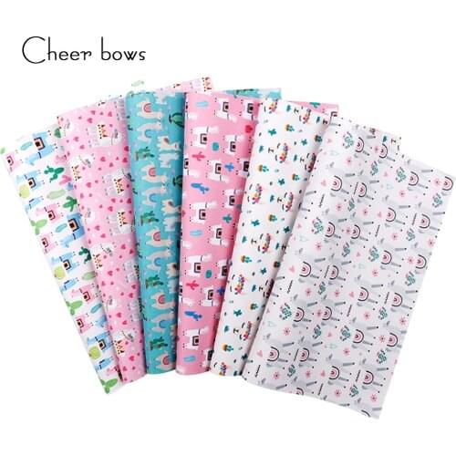 Cheerbow Vinyl Faux Artificial Fabric Animal Unicorn Alpaca Printed DIY Hairbow Accessories Sewing Bag Synthetic Leather 22*30cm