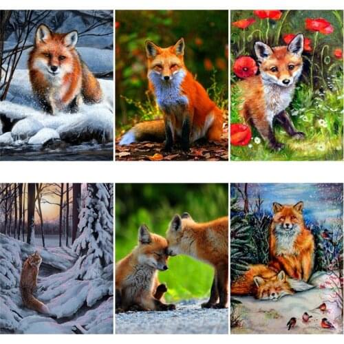 DIY Fox Craft 5D Diamond Painting Full Round/Square Rhinestone Mosaic Diamante Embroidery Cross Stitch Wall Art Home Best Gift