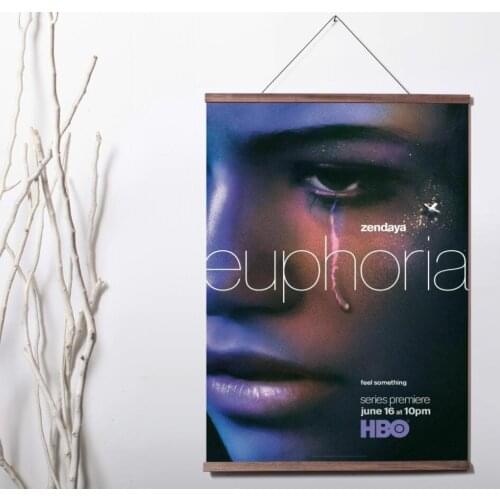Euphoria 2019 TV Show Art Canvas poster decoration painting with solid wood hanging scroll