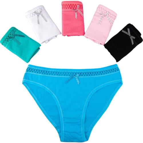 FUNCILAC Sexy Women 's Briefs Girls Ladies Cotton Panties Hollow Out Underpants Soild color Underwear Bikini Lingerie 5 Pcs/Lot